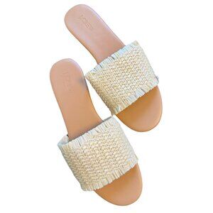 J Crew Factory Raffia Slide Sandals Natural Size 9 NIB